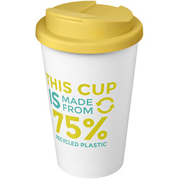 Americano® Eco 350 ml recycelter Becher mit auslaufsicherem Deckel, gelb