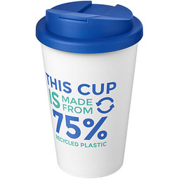 Americano® Eco 350 ml recycelter Becher mit auslaufsicherem Deckel, mittelblau