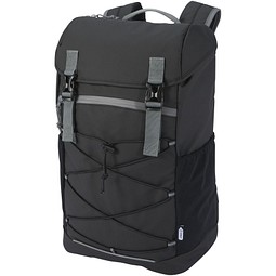 Aqua 15,6 GRS recycelter wasserabweisender Laptop-Rucksack 23 L, schwarz