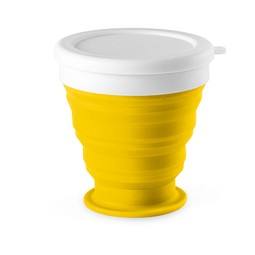 ASTRADA. faltbarer Reisebecher aus Silikon und PP 250 ml, Gelb