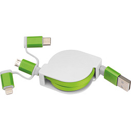 Ausziehbares Ladekabel 3in1, grün