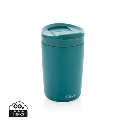 Werbeartikel Thermobecher Avira Alya – turkis – mit Logodruck 300 ml nachhaltig aus recyceltem Edelstahl für das Büro