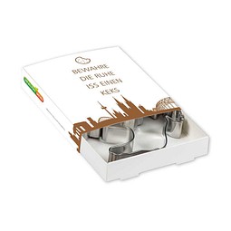 Backförmchen Premium-Box, Xmas, Elch + Glocke, 1-seit. Druck