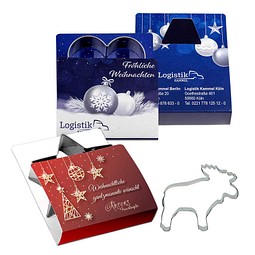 Backförmchen Single-Pack, Weihnachten, Elch, 2-seit. Druck