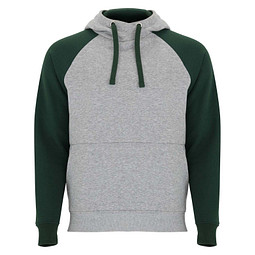 Badet zweifarbiger Kapuzenpullover für Kinder, heather grau / dunkelgrün, 11/12