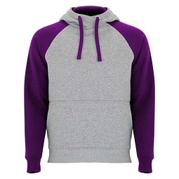 Badet zweifarbiger Kapuzenpullover für Kinder, heather grau / lila, 11/12