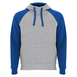 Badet zweifarbiger Kapuzenpullover für Kinder, heather grau / royalblau, 3/4