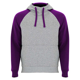 Badet zweifarbiger Kapuzenpullover für Kinder, heather grau / lila, 3/4