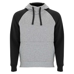 Badet zweifarbiger Kapuzenpullover für Kinder, heather grau / schwarz, 5/6