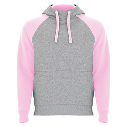 Badet zweifarbiger Kapuzenpullover für Kinder, heather grau / hellrosa, 5/6
