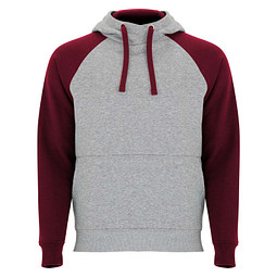 Badet zweifarbiger Kapuzenpullover für Kinder, heather grau / Garnet, 5/6