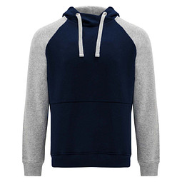 Badet zweifarbiger Kapuzenpullover für Kinder, Navy Blue / heather grau, 11/12