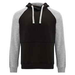 Badet zweifarbiger Kapuzenpullover für Kinder, schwarz / heather grau, 5/6