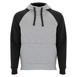 Badet zweifarbiger Kapuzenpullover Unisex, heather grau / schwarz, 2XL
