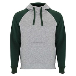 Badet zweifarbiger Kapuzenpullover Unisex, heather grau / dunkelgrün, 3XL