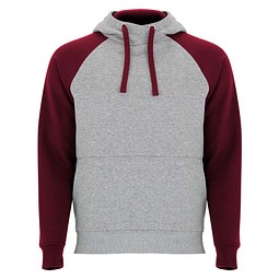 Badet zweifarbiger Kapuzenpullover Unisex, heather grau / Garnet, 3XL