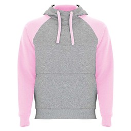 Badet zweifarbiger Kapuzenpullover Unisex, heather grau / hellrosa, L