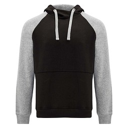 Badet zweifarbiger Kapuzenpullover Unisex, schwarz / heather grau, 3XL
