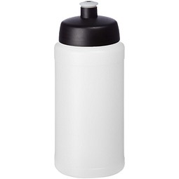 Sport-Werbemittel Baseline Plus Trinkflasche – weiss-schwarz – mit Logo bedruckt 500 ml auslaufsicher für Sportevents & Turniere