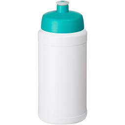 Baseline® Plus 500 ml Flasche mit Sportdeckel, weiß/aquablau