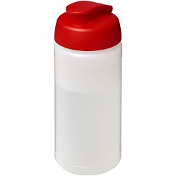 Werbeartikel Sportflasche Baseline® Plus – transparent-rot – mit Logo bedruckt 500 ml auslaufsicher für Sportevents & Turniere