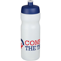 48h Express-Druck Werbeartikel Baseline® Plus 650 ml Sportflasche mit auslaufsicherem Deckel – blau-transparent klar – mit Logo bedruckt
