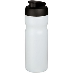 Sport-Werbemittel Sportflasche Baseline® Plus – transparent-schwarz – mit Logo bedruckt 650 ml HDPE Kunststoff auslaufsicher für Sportevents