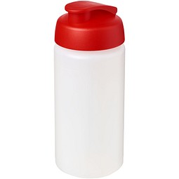 Gastro-Werbemittel Shaker Baseline® Plus grip – weiss-rot – mit Logodruck 500 ml Kunststoffflasche mit integriertem Fingergriff als Sporttrinkflasche