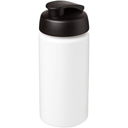 Baseline® Plus grip 500 ml Sportflasche mit Klappdeckel, weiß/schwarz