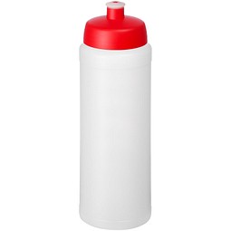 Werbeartikel Sportflasche Baseline® Plus grip – transparent-rot – mit Logo bedruckt 750 ml auslaufsicher für Sportevents & Turniere