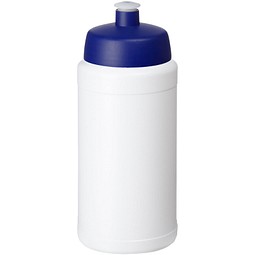 Baseline Recycelte Sportflasche, 500 ml, weiß/dunkelblau