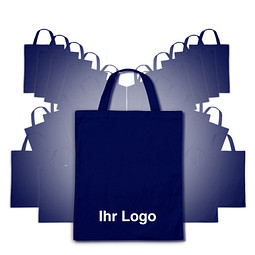 Werbe-Sparset: Baumwolltaschen, 100-tlg., inkl. Druck, kurze Henkel, navyblau