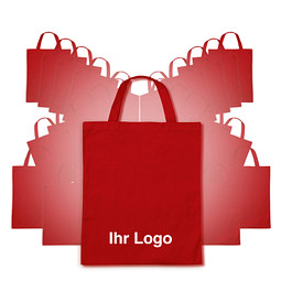 Werbe-Sparset: Baumwolltaschen, 100-tlg., inkl. Druck, kurze Henkel, rot