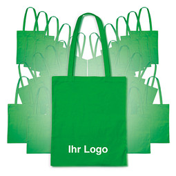 Werbe-Sparset: Baumwolltaschen, 100-tlg., inkl. Druck, lange Henkel, apfelgrün
