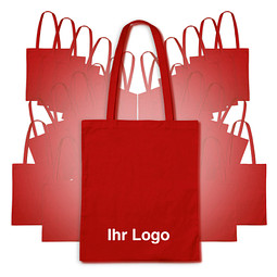 Werbe-Sparset: Baumwolltaschen, 100-tlg., inkl. Druck, lange Henkel, rot