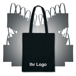 Werbe-Sparset: Baumwolltaschen, 100-tlg., inkl. Druck, lange Henkel, schwarz