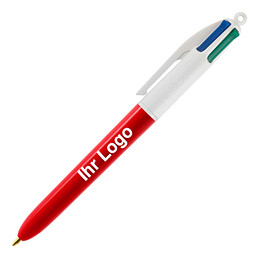 BIC® 4 Colours® 4-Farb-Kugelschreiber, rot/weiß