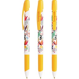 BIC® Media Clic Grip Kugelschreiber Weiß/Gelb Blaue Tinte