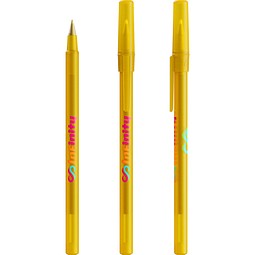 BIC® Round Stic® Ballpen Gefrostetes Gelb Blaue Tinte