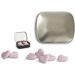 Brauseherzen in Mini Nostalgiedose, 16 g, blank, ohne Druck