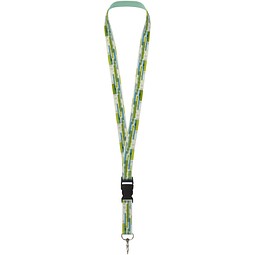 Bucks Sublimation Lanyard mit Schnappverschluss aus recyceltem PET Kunststoff, schwarz, 15mm