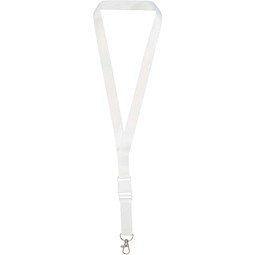 Bucks Sublimation Lanyard mit Schnappverschluss aus recyceltem PET Kunststoff, weiss, 15mm