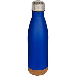 Cove 500 ml doppelwandige, vakuumisolierte Trinkflasche aus Edelstahl mit Korkdetails, royalblau