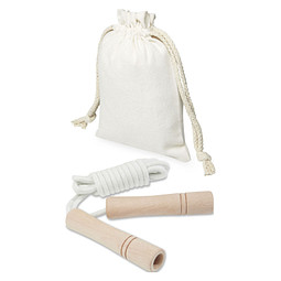 Denise Holz-Springseil im Baumwollbeutel, offwhite