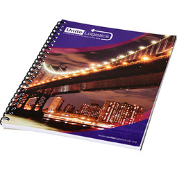 Desk-Mate® A4 Spiralnotizbuch mit bedruckter Rückseite, 50 Seiten, schwarz/weiß