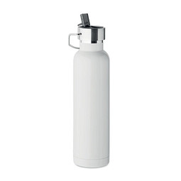 Mitarbeitergeschenk Trinkflasche 660ml – weiß – mit Logodruck 90% recycelter Edelstahl, auslaufsicher, nachhaltige Mehrwegflasche
