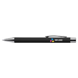 LANCE® Softtouch Metallkugelschreiber Abu-Dhabi, Beschläge silber glänzend, blaue Mine, schwarz