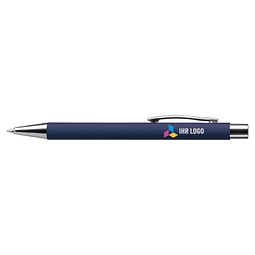 LANCE® Softtouch Metallkugelschreiber Abu-Dhabi Shiny, Beschläge silber glänzend, blaue Mine, dunkelblau