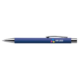 LANCE® Softtouch Metallkugelschreiber Abu-Dhabi Shiny, Beschläge silber glänzend, blaue Mine, royalblau