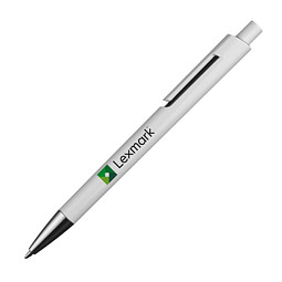 Druckkugelschreiber mit farbigen Applikationen, blaue Mine, schwarz